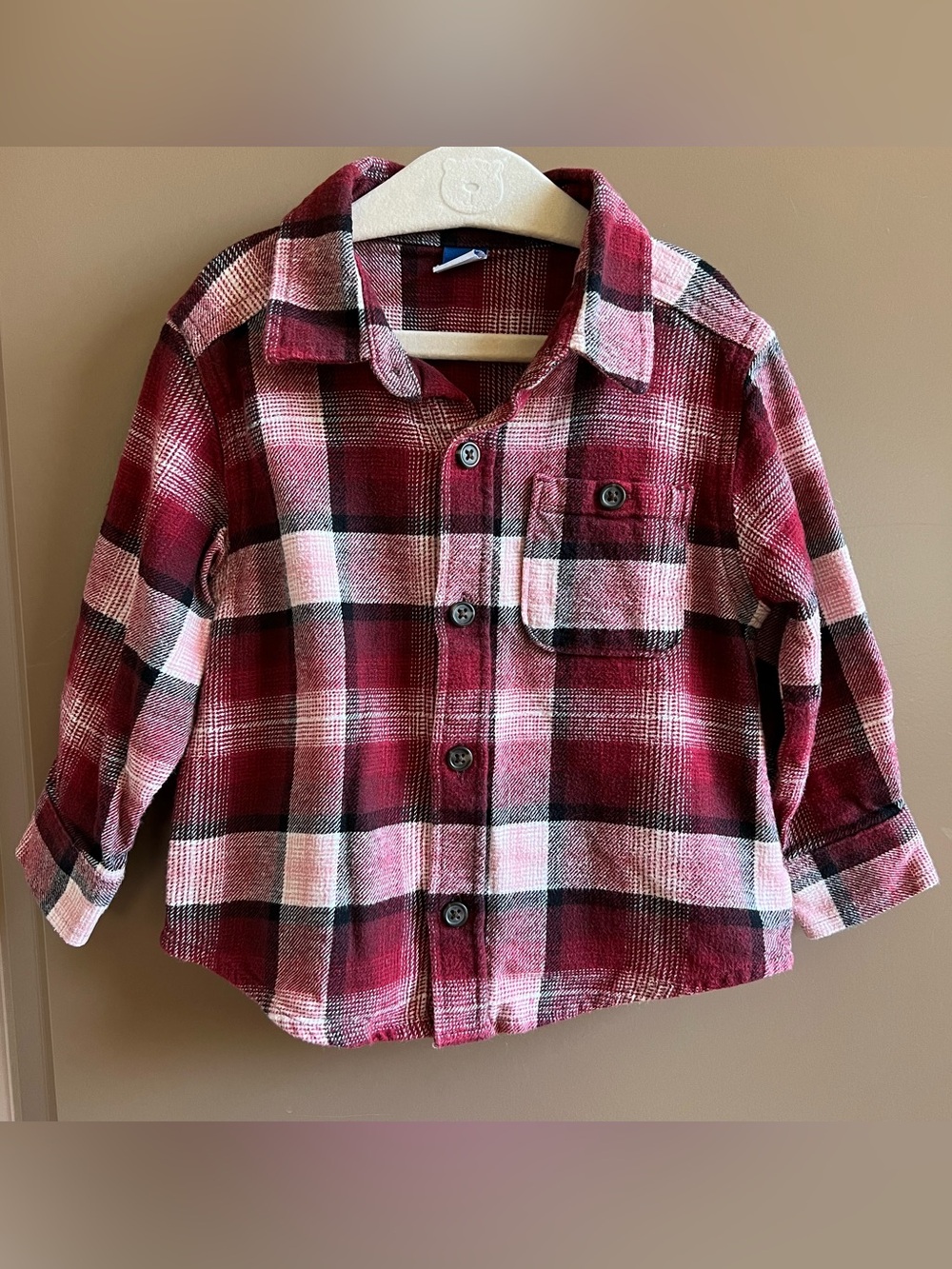 Old Navy Red Plaid Flannel Button Up Shirt 2T
